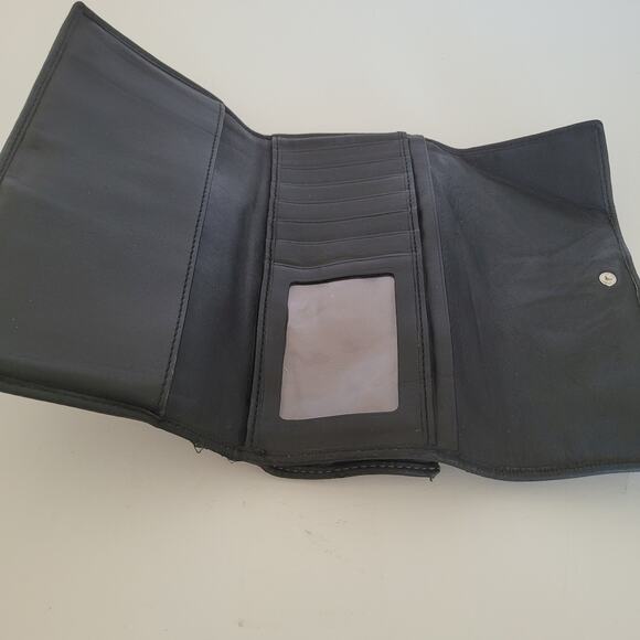 Coach Wallet Canvas Leather Signature Black Trifold 8x4 Large Checkbook Set - Picture 7 of 11